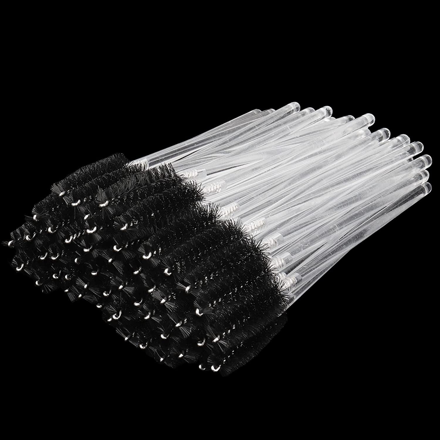 Myaokue-Up 300 Pack Disposable Mascara Wands Crystal Gold Handle Brush Lash Wand Eyelash Extension Tool Bulk Makeup Applicator (Crystal Blue/Deep Green-) Health & Beauty > Personal Care > Cosmetics > Cosmetic Tools > Makeup Tools myaokue-up Clear-Black  