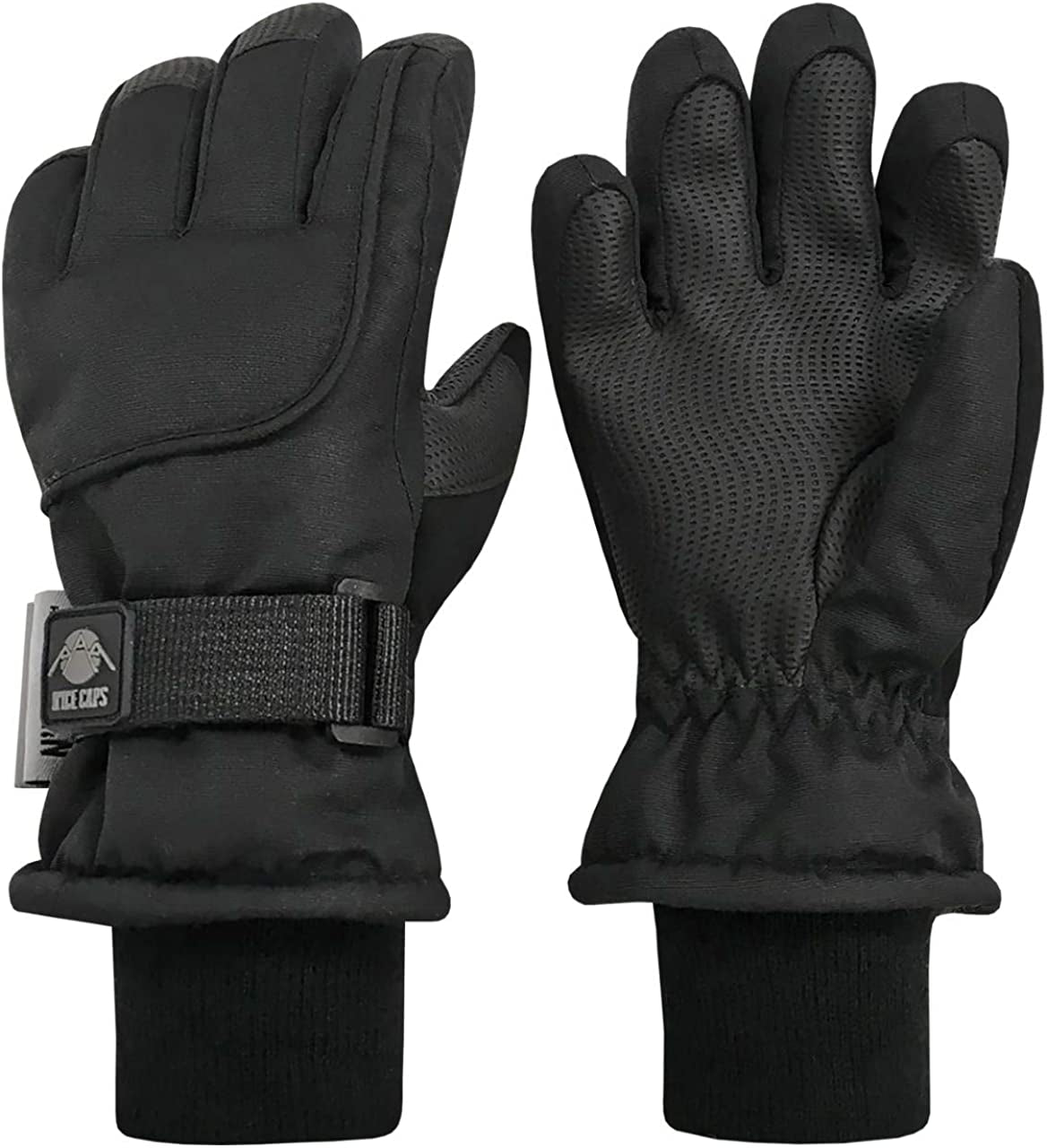 N'Ice Caps Men'S Women'S Waterproof 100 Gram Thinsulate Ski Mittens and Gloves Apparel & Accessories > Clothing Accessories > Gloves & Mittens N'Ice Caps Gloves - Black Men's L/XL 