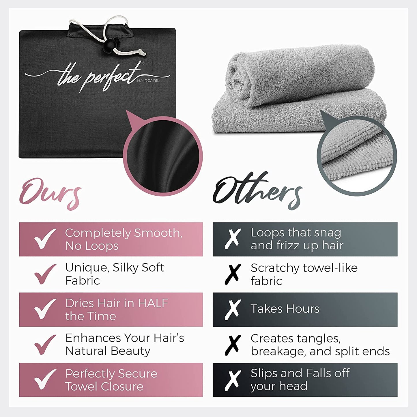 Ultra-Fine Microfiber Hair Towel Wrap & Wet/Dry Detangling Hair Brush - the Perfect Haircare - Anti-Frizz Turban for Curly or Wavy Haired Women Girls & Kids - Quick Drying - Good for Travel (Black) Health & Beauty > Personal Care > Hair Care THE PERFECT HAIRCARE   