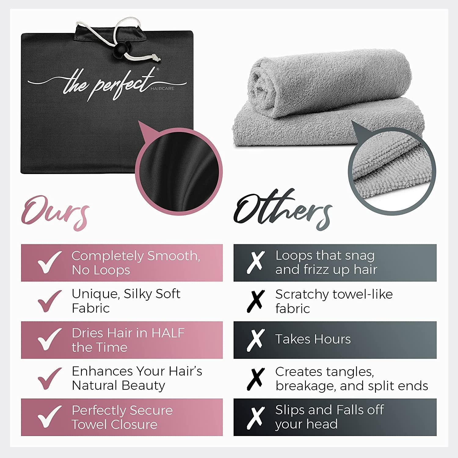 Ultra-Fine Microfiber Hair Towel Wrap & Wet/Dry Detangling Hair Brush - the Perfect Haircare - Anti-Frizz Turban for Curly or Wavy Haired Women Girls & Kids - Quick Drying - Good for Travel (Black) Health & Beauty > Personal Care > Hair Care THE PERFECT HAIRCARE   