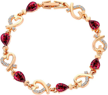 Gold Chain Bracelets for Women Dainty Zircon Heart Crystal Charm Bracelet Adjustable Link Bracelet Ladies Jewelry Birthday Mothers Valentines Day Gifts 2022 (Blue, One Size) Apparel & Accessories > Jewelry > Bracelets Generic Purple,Rose Gold,Silver One Size 