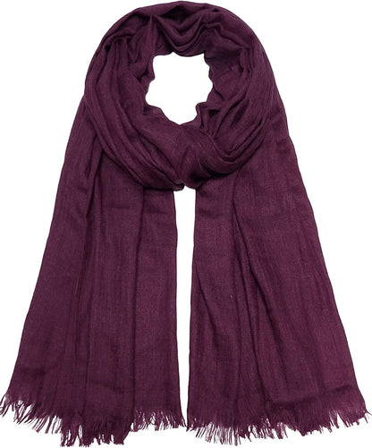 Women Summer Scarfs Lightweight Large Long Gauze Shawl Linen Beach Wrap Plain 75”×43” Apparel & Accessories > Clothing Accessories > Scarves & Shawls Gragengs Dark Purple  