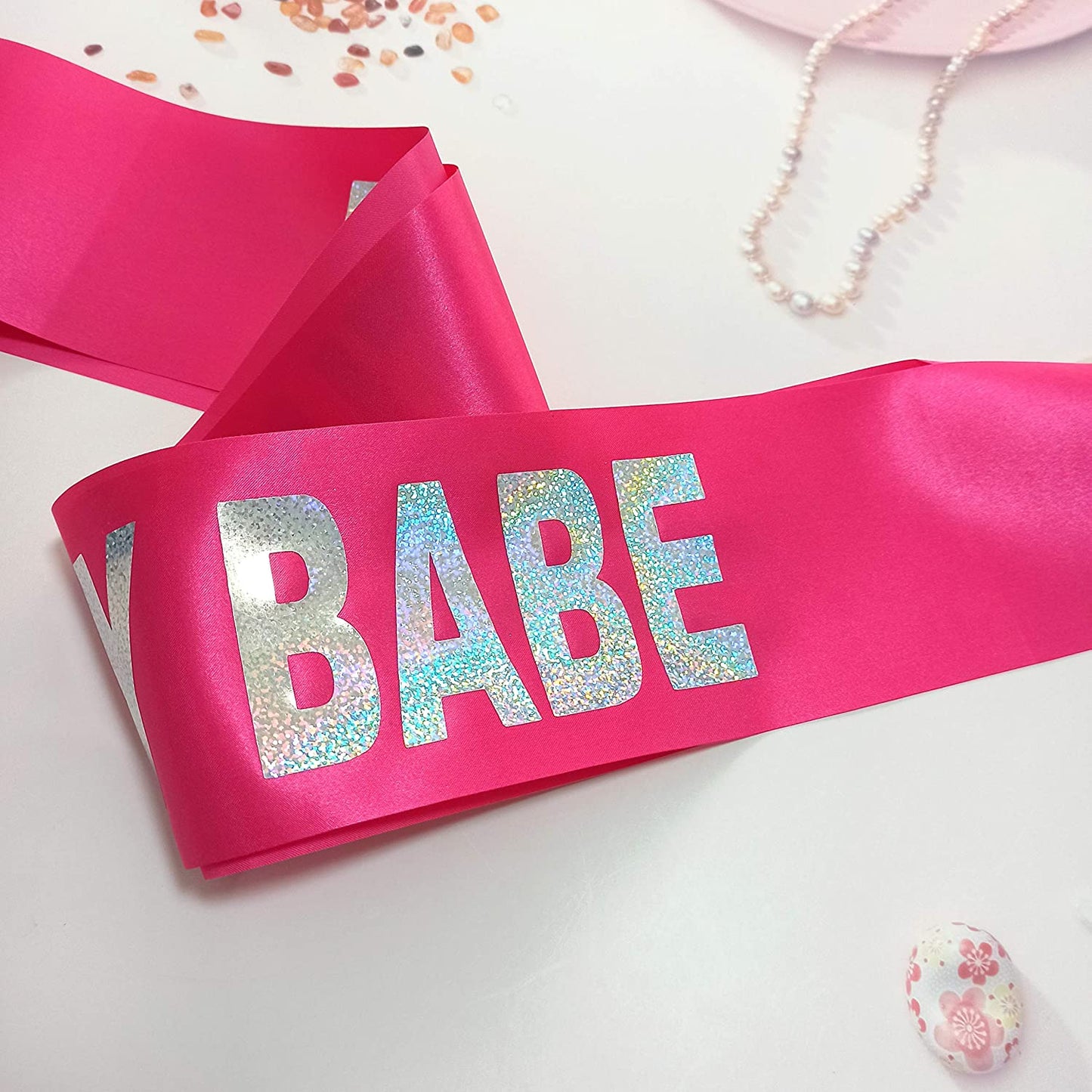 Birthday Babe Sash, Birthday Sash for Girls, Birthday Gifts for Women, Pink and Silver Birthday Party Decorations and Supplies Apparel & Accessories > Clothing Accessories > Sashes Magnusson's Garden   