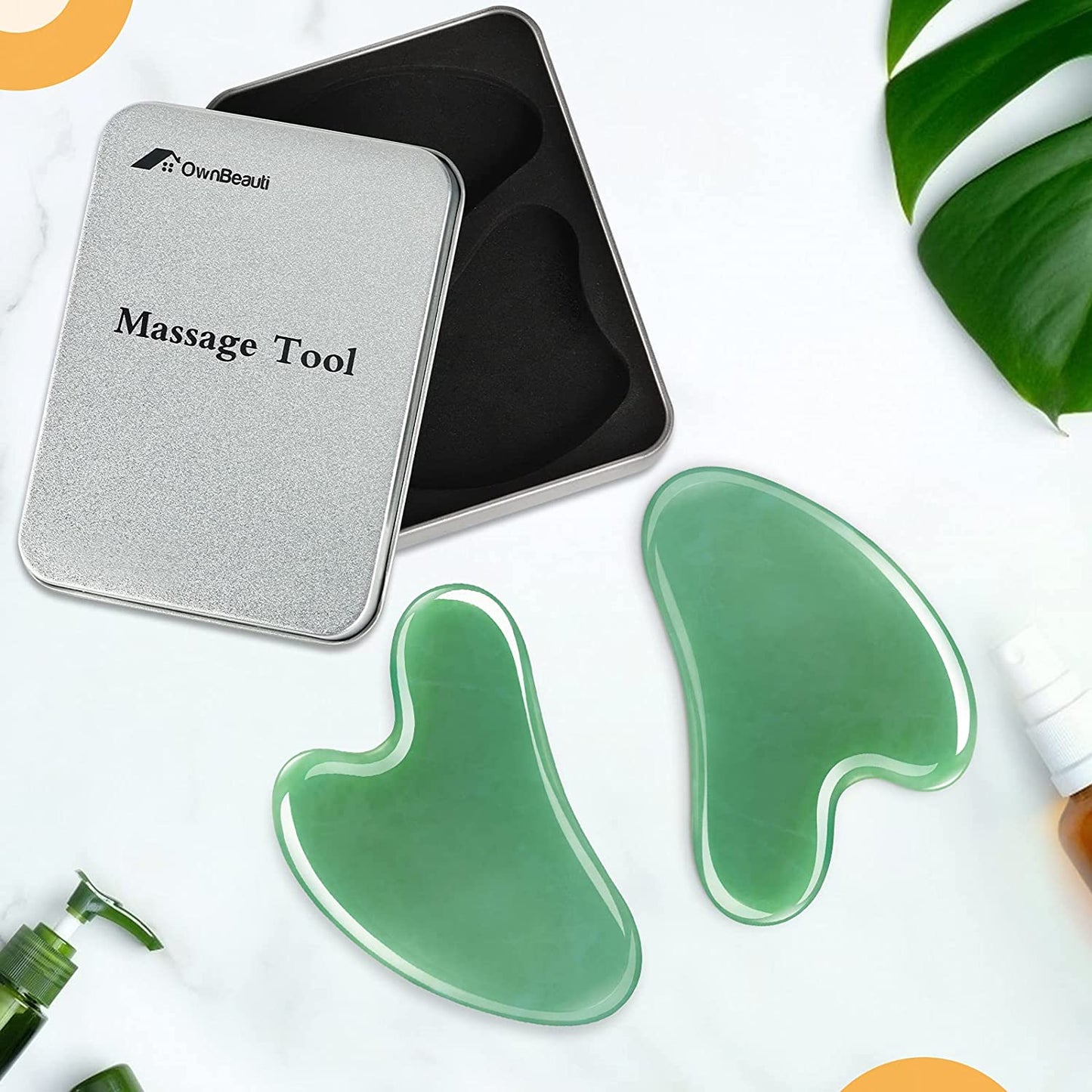 Gua Sha Facial Tools, 2 Pack Guasha Tool for Face, Natural Jade Gua Sha Massage Tool Health & Beauty > Personal Care > Cosmetics > Cosmetic Tools > Skin Care Tools OwnBeauti   