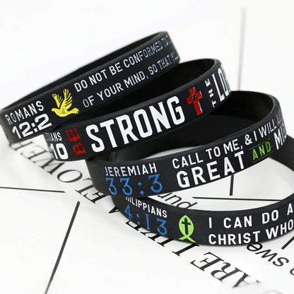 FINREZIO 8-16PCS Religious Silicone Bracelet with Bible Verses Christian Wristbands Grace Power Hope Faith Strength Inspirational Bracelets Set for Religious Gifts Apparel & Accessories > Jewelry > Bracelets FINREZIO   