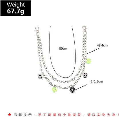 Punk Mushroom Dice Gummy Bear Pendant Pocket Wallet Chain Silver Color Butterfly Dinosaur Jean Pants Belt Chains Hip Hop Thorn Waist Belly Body Chain for Women Girls Jewelry(Dice) Apparel & Accessories > Jewelry > Body Jewelry U ONE   
