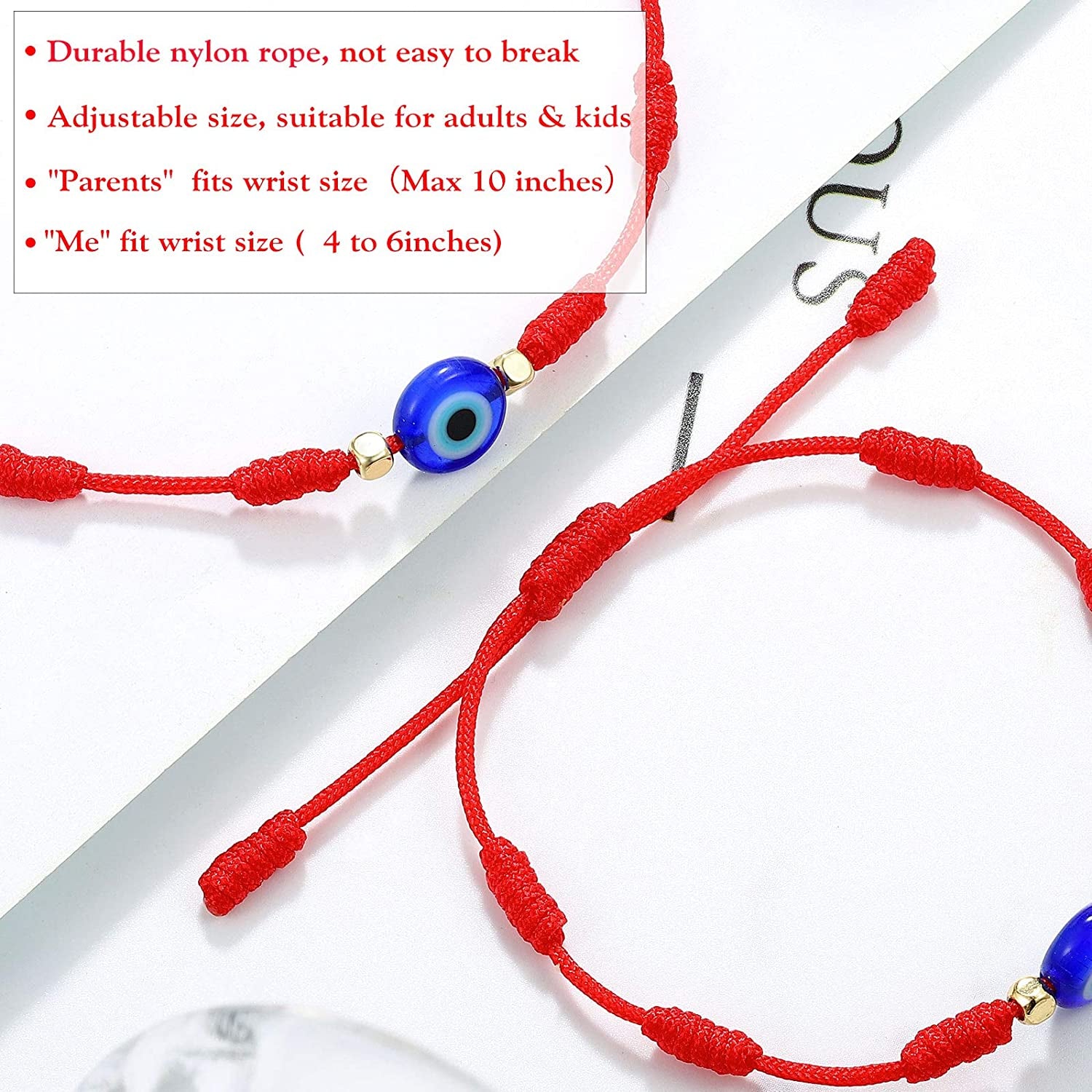 UNGENT THEM Lucky Gifts for Mommy and Me Evil Eye Red String Protection Adjustable Bracelets Set for Women Men Family Apparel & Accessories > Jewelry > Bracelets UNGENT THEM   