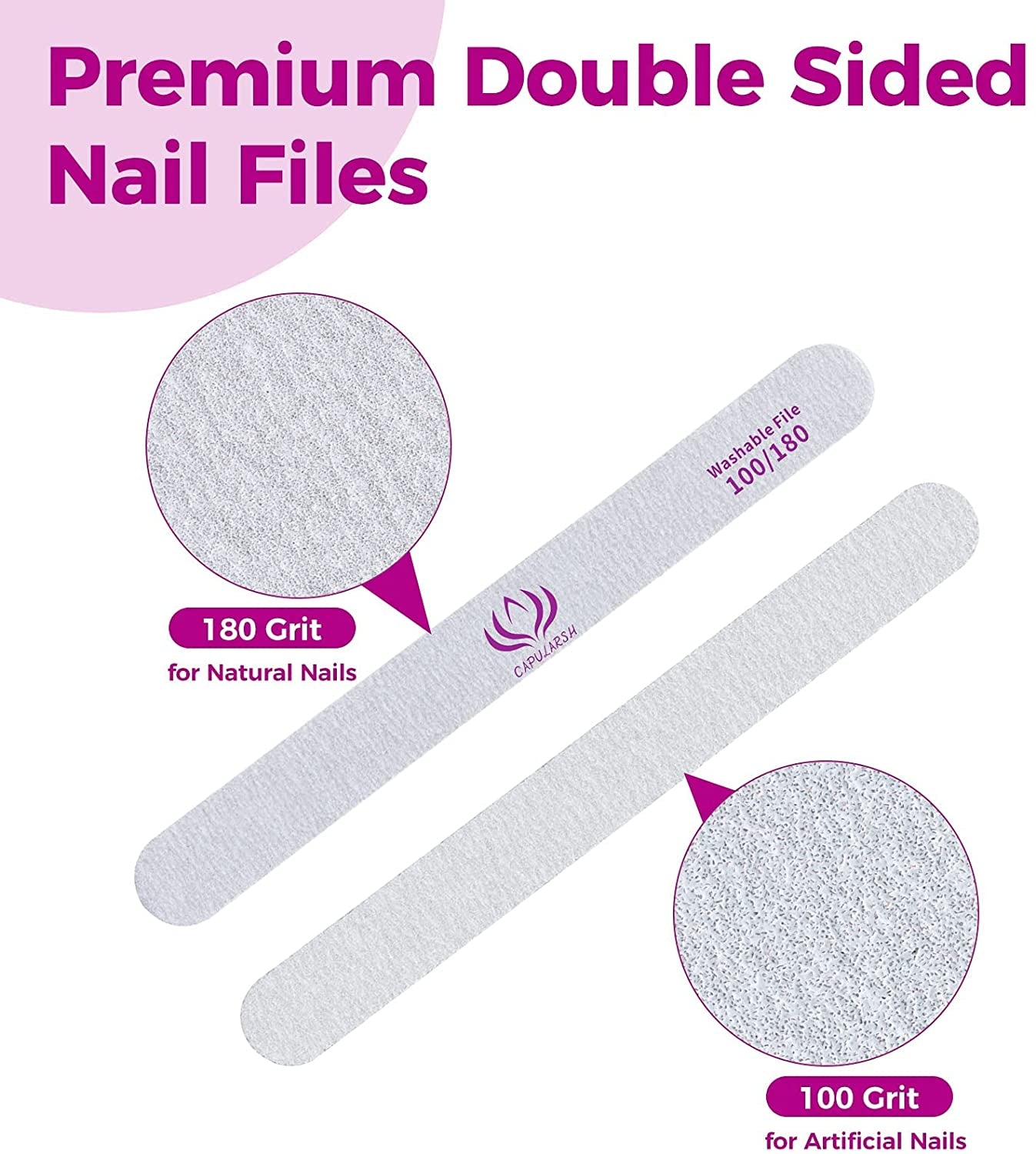 Nail Files and Buffers - Capularsh 16Pack Professional Manicure Tools Kit, 10Pcs 100/180 Grit Double Sided Nail Files for Acrylic Dip Nails, 6Pcs Four Sided 120 Grit Nail Buffer Block for Home Salon Health & Beauty > Personal Care > Cosmetics > Cosmetic Tools > Nail Tools Capularsh   