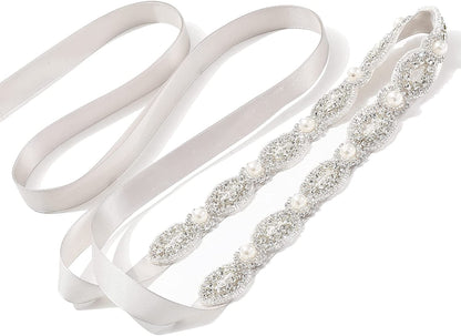 AWAYTR Bridal Rhinestone Wedding Belt - Silver Rhinestone Belts for Women Formal Evening Dress Apparel & Accessories > Clothing Accessories > Belts AWAYTR Style 1-grey  