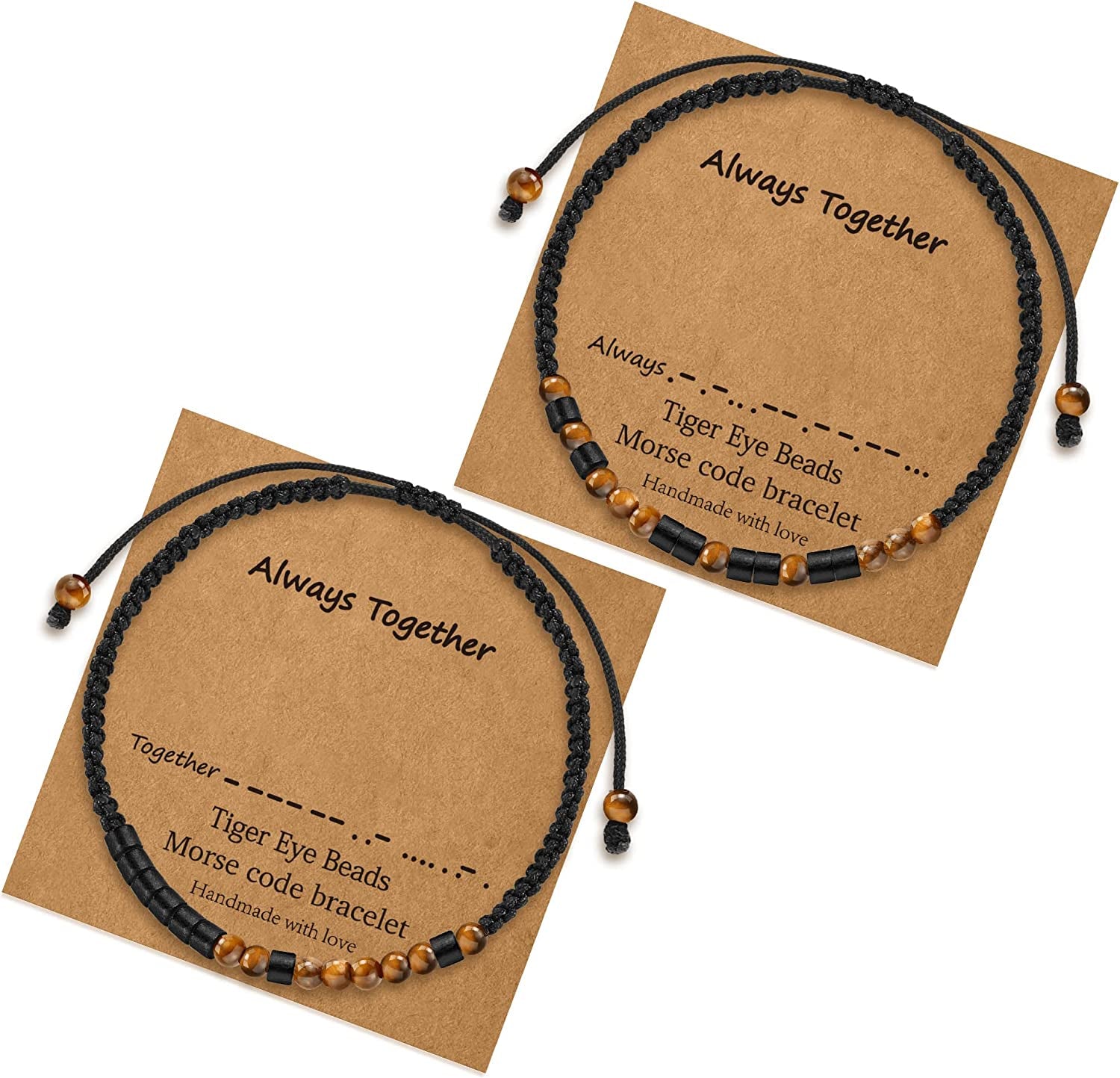 Morse Code Bracelets for Women Gifts, Adjustable 2Pcs Tiger Eye Beads Friendship Bracelets Gifts for Best Friend Women Girls Sister Funny Inspirational Birthday Friendship Gifts for Women Jewelry Apparel & Accessories > Jewelry > Bracelets MONOZO Always Together  