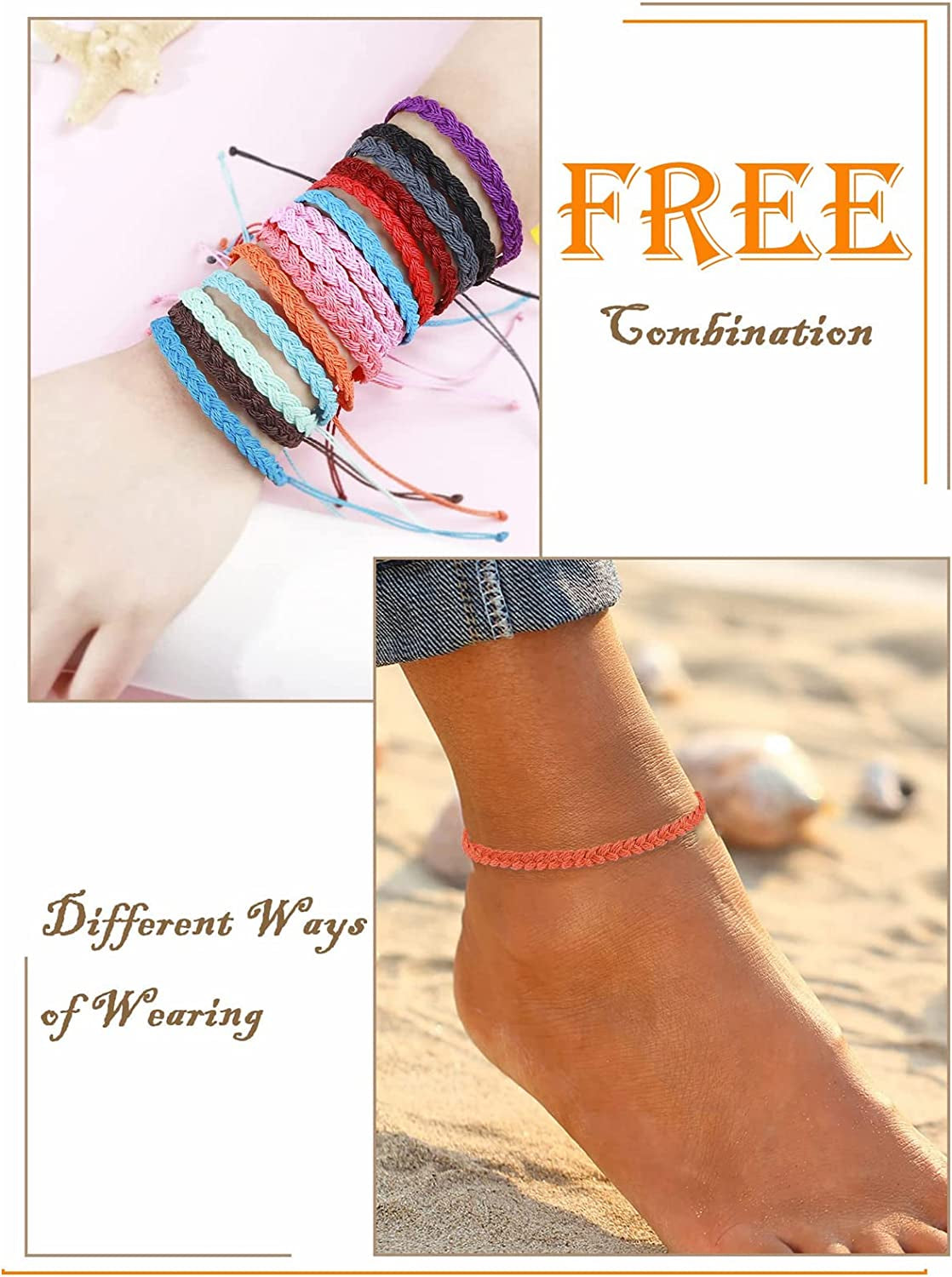 Boho String Bracelets for Women Waterproof Wave Surfer Bracelets for Summer Adjustable Rope Braided Bracelets Gifts for Teen Girls Cute Friendship Bracelets Pack Gifts for Holiday Apparel & Accessories > Jewelry > Bracelets Harry and Henry   