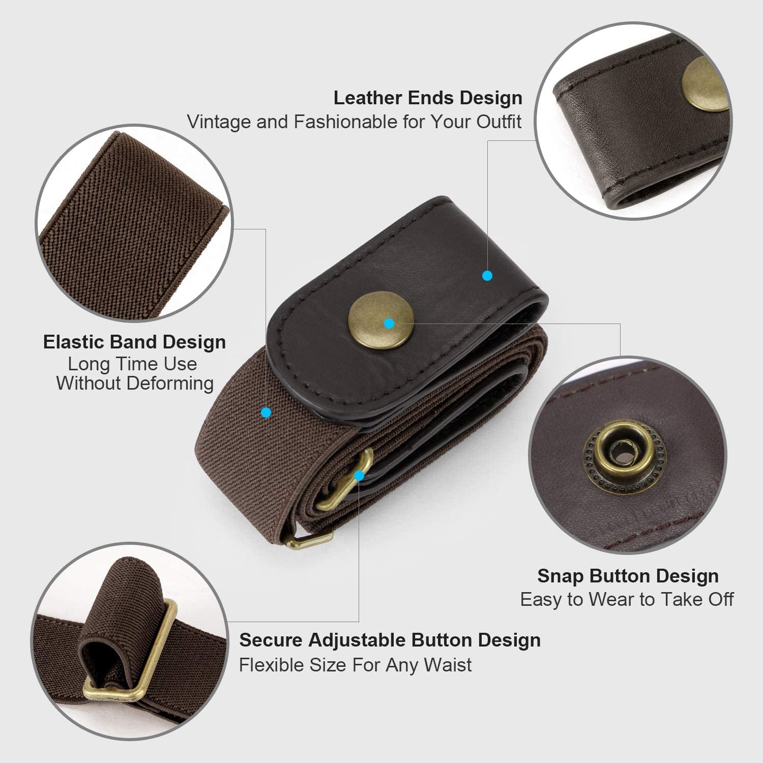 No Buckle Stretch Women Belt for Jeans Pants, Elastic Buckle Free Invisible Belts for Men up to 48 Inches by WHIPPY Apparel & Accessories > Clothing Accessories > Belts WHIPPY   