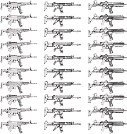 1 Box 40Pcs 10 Styles Gun Pistol Revolver Weapon Charms Pendants Craft Supplies Bow Arrow Charms Pendant for Jewelry Finding Making Accessory for DIY Bracelet 30pcs Gun Charms