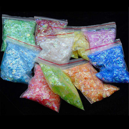 10 Pack Nail Shell Paper Broken Glass Mirror Sticker Nails Glitter Dust Shell Effect Foil Art Trend Shattered Ice Mylar Paper Nail Art Decoration Tools Laser Nail Foil(Random Color) Health & Beauty > Personal Care > Cosmetics > Cosmetic Tools > Nail Tools Mezerdoo 10 Pack random color Nail Shell Paper  