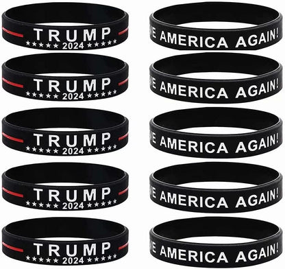 10 Pack Trump 2024 save America Again Bracelets Donald Trump Wristband MAGA Patriots Gifts Apparel & Accessories > Jewelry > Bracelets Lymhy   