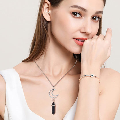10 Pcs Crystal Necklace Healing Amethyst Crystals Carnelian Chakra Necklaces Evil Eye Necklace Vintage Hippie Wiccan Boho Rose Quartz Obsidian Moon Sun Jewelry Heart Gemstone Aventurine Turquoise Pendant for Women Wholesale