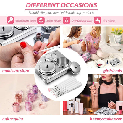 10 Pieces Acrylic Powder Holder, Includes 3 Pieces Stainless Steel Acrylic Liquid Cup Holder Nail Powder Container with Lid and 7 Pieces Nail Design Brushes Cosmetic Makeup Tools for DIY Nail Design Health & Beauty > Personal Care > Cosmetics > Cosmetic Tools > Nail Tools Maitys   