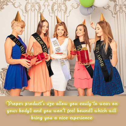 10 Pieces Birthday Sash for Women Birthday Party Supplies Happy Birthday Sash for Girls Birthday Queen Sash Gold Birthday Party Favors, 2 Colors (Black, White) Apparel & Accessories > Clothing Accessories > Sashes Weewooday   