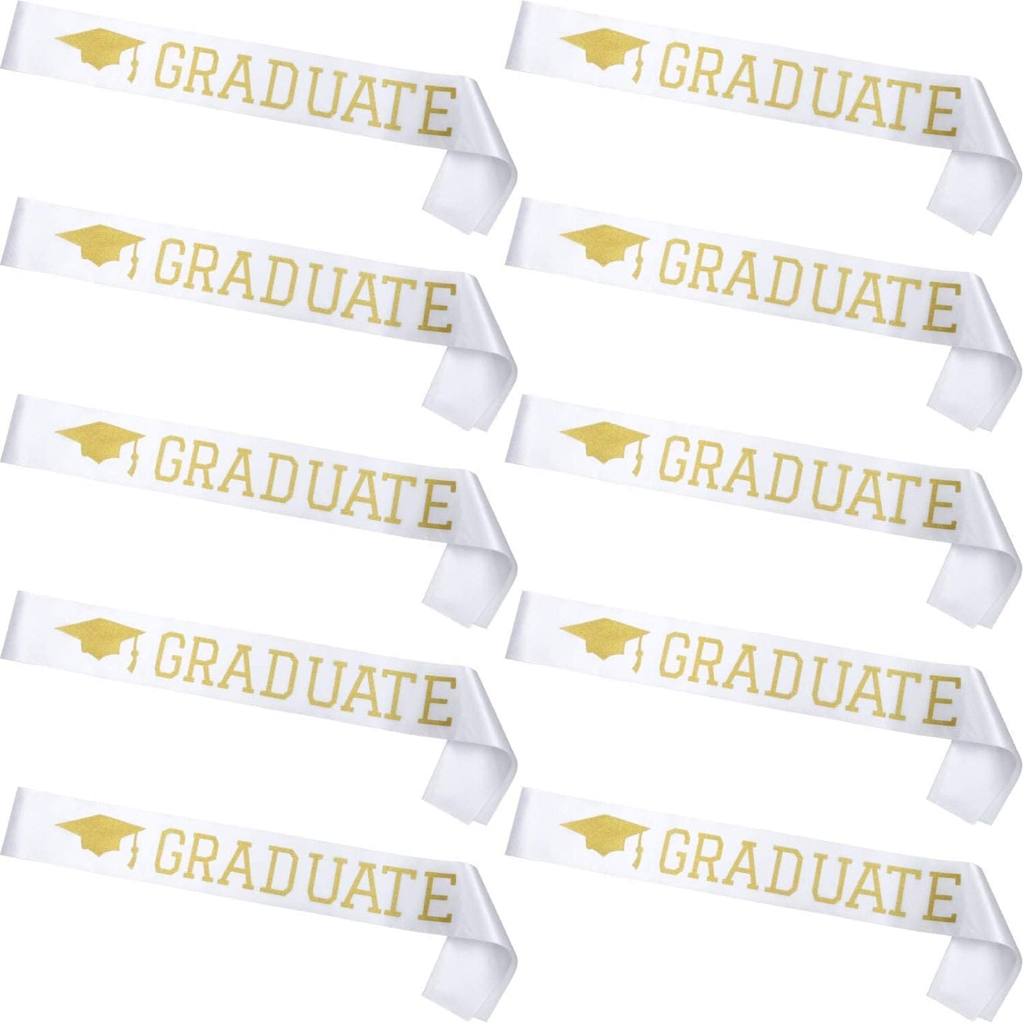 10 Pieces Graduate Sash Unisex Satin Sash for Graduation Party Supplies (White Gold) Apparel & Accessories > Clothing Accessories > Sashes Maxdot   
