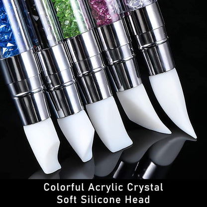 10 Pieces Nail Art Acrylic Pen Dual Tipped Silicone Rhinestone Nail Polish Carving Pen Silicone Head Acrylic Handle Nail Art Brushes Manicure DIY Brush Dotting Tools for Home Salon Health & Beauty > Personal Care > Cosmetics > Cosmetic Tools > Nail Tools Maitys   