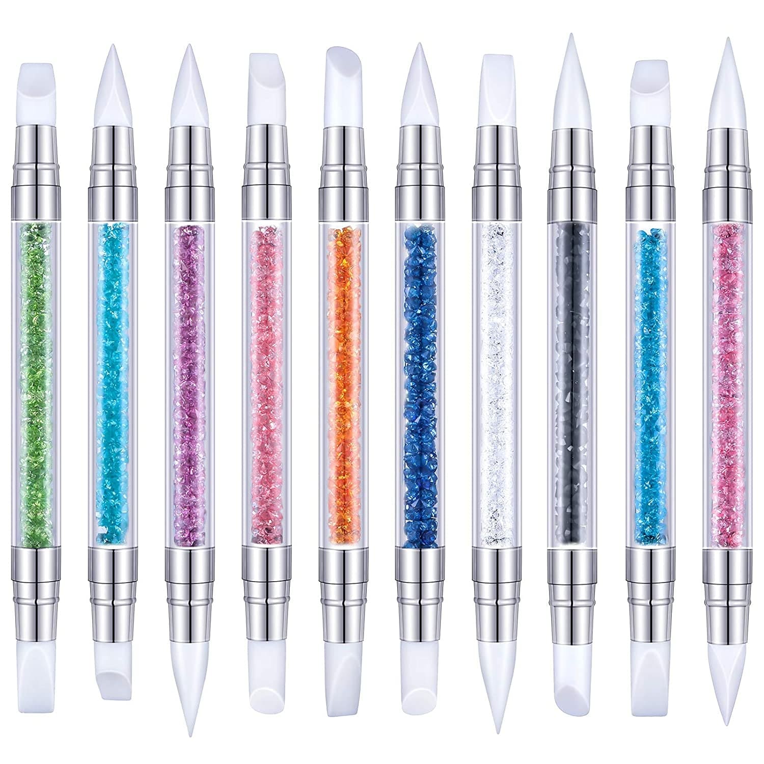 10 Pieces Nail Art Acrylic Pen Dual Tipped Silicone Rhinestone Nail Polish Carving Pen Silicone Head Acrylic Handle Nail Art Brushes Manicure DIY Brush Dotting Tools for Home Salon Health & Beauty > Personal Care > Cosmetics > Cosmetic Tools > Nail Tools Maitys   