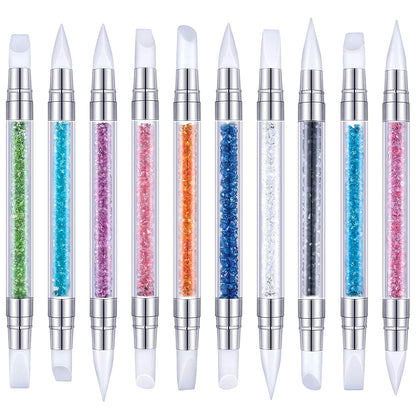 10 Pieces Nail Art Acrylic Pen Dual Tipped Silicone Rhinestone Nail Polish Carving Pen Silicone Head Acrylic Handle Nail Art Brushes Manicure DIY Brush Dotting Tools for Home Salon Health & Beauty > Personal Care > Cosmetics > Cosmetic Tools > Nail Tools Maitys   