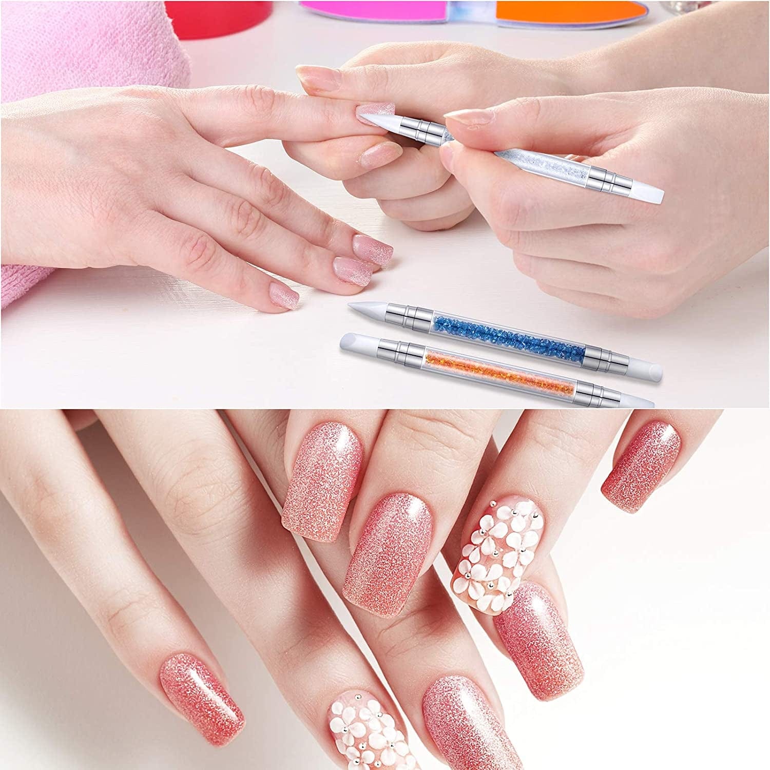 10 Pieces Nail Art Acrylic Pen Dual Tipped Silicone Rhinestone Nail Polish Carving Pen Silicone Head Acrylic Handle Nail Art Brushes Manicure DIY Brush Dotting Tools for Home Salon Health & Beauty > Personal Care > Cosmetics > Cosmetic Tools > Nail Tools Maitys   