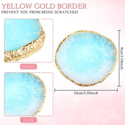 10 Pieces Resin Nail Palettes Nail Art Palette Polish Color Mixing Plate Golden Edge Makeup Display Board Nail Holder Display Cosmetic Mixing Tools (Round Shape) Health & Beauty > Personal Care > Cosmetics > Cosmetic Tools > Nail Tools Maitys   