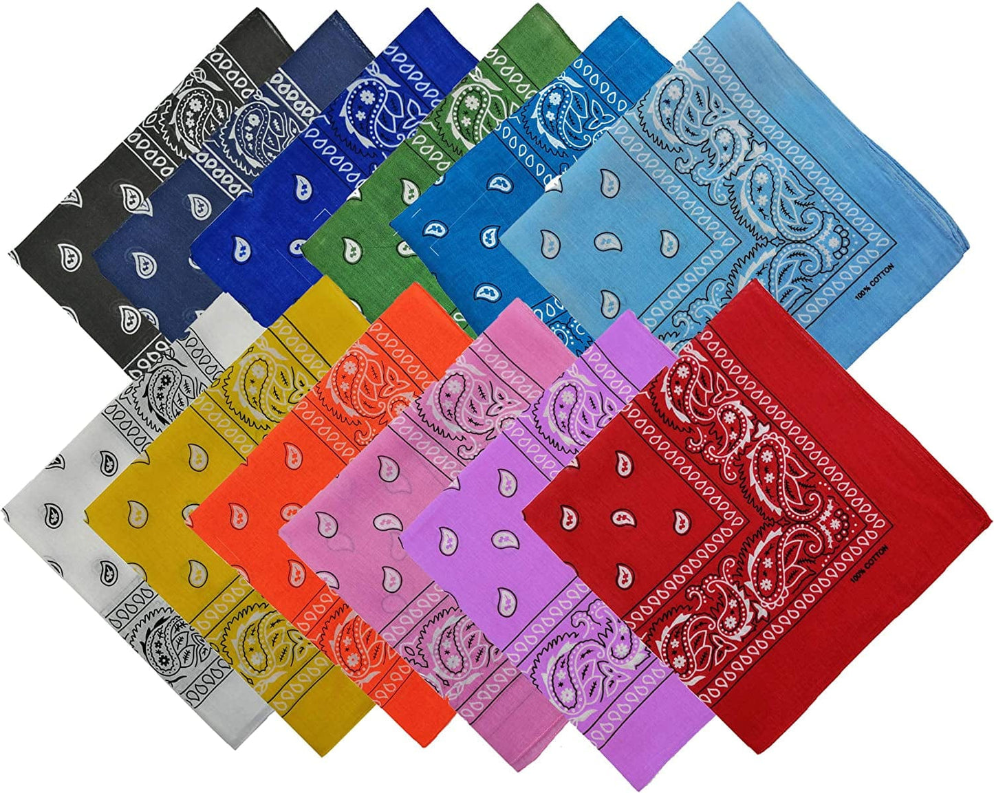 100% Cotton Double Sided Print Paisley Bandana Scarf, Head Wrap - 12 Colors 22 Inch Apparel & Accessories > Clothing Accessories > Bandanas & Headties DelightBox   