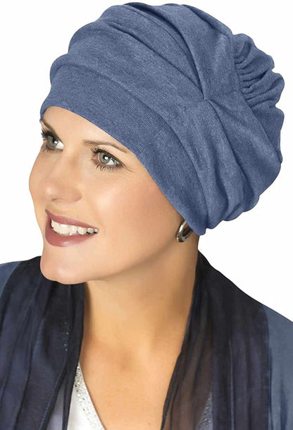 100% Cotton Trinity Turbans - 3 Way Headcovering Apparel & Accessories > Clothing Accessories > Headwear Headcovers Unlimited Medium Denim One Size 
