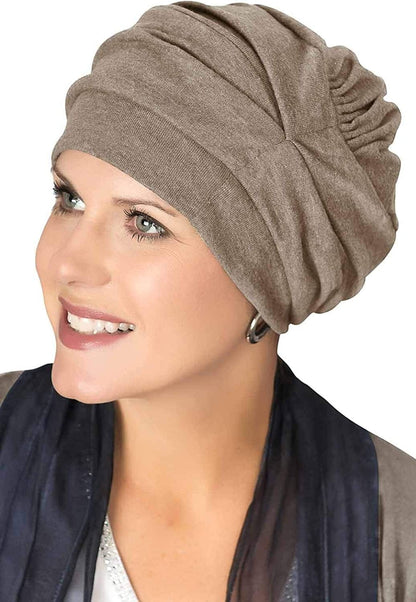 100% Cotton Trinity Turbans - 3 Way Headcovering Apparel & Accessories > Clothing Accessories > Headwear Headcovers Unlimited Heather Taupe One Size 