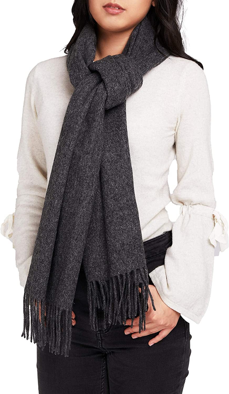 100% Merino Wool Scarf Shawl for Women, Warm and Oversized, Pashmina Cashmere Feel, 78” X 28”, Winter Gift for Women Apparel & Accessories > Clothing Accessories > Scarves & Shawls LaniLani Charcoal Grey  