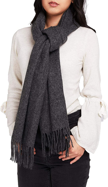 100% Merino Wool Scarf Shawl for Women, Warm and Oversized, Pashmina Cashmere Feel, 78” X 28”, Winter Gift for Women Apparel & Accessories > Clothing Accessories > Scarves & Shawls LaniLani Charcoal Grey  