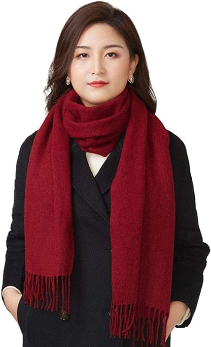 100% Merino Wool Scarf Shawl for Women, Warm and Oversized, Pashmina Cashmere Feel, 78” X 28”, Winter Gift for Women Apparel & Accessories > Clothing Accessories > Scarves & Shawls LaniLani Maroon  