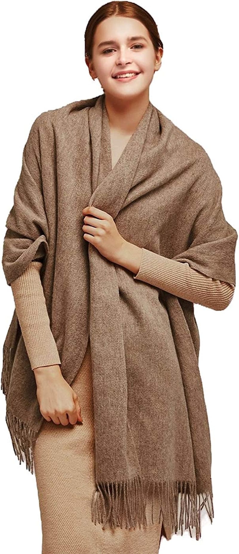 100% Merino Wool Scarf Shawl for Women, Warm and Oversized, Pashmina Cashmere Feel, 78” X 28”, Winter Gift for Women Apparel & Accessories > Clothing Accessories > Scarves & Shawls LaniLani Stone  