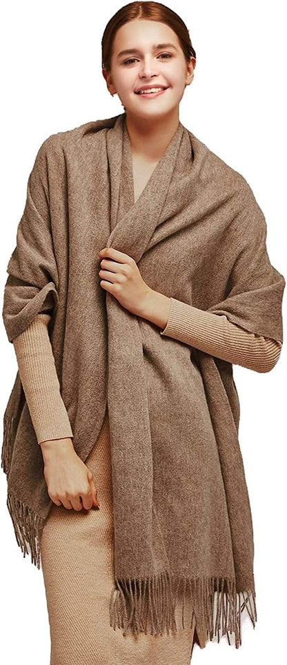 100% Merino Wool Scarf Shawl for Women, Warm and Oversized, Pashmina Cashmere Feel, 78” X 28”, Winter Gift for Women Apparel & Accessories > Clothing Accessories > Scarves & Shawls LaniLani Stone  