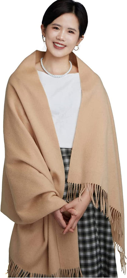 100% Merino Wool Scarf Shawl for Women, Warm and Oversized, Pashmina Cashmere Feel, 78” X 28”, Winter Gift for Women Apparel & Accessories > Clothing Accessories > Scarves & Shawls LaniLani Classic Camel  