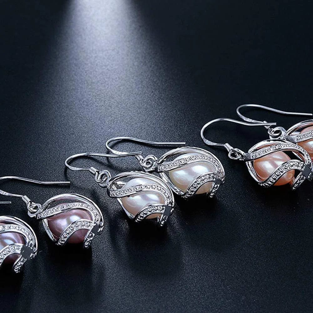 100% Natural Freshwater Pearl Jewelry Sets for Women Fashion 925 Sterling Silver Earrings&Pendant Wedding Jewelry