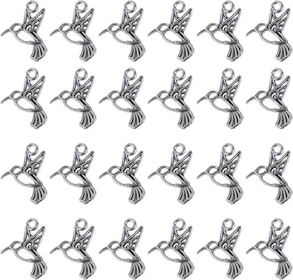 , 100 Pack Antique Silver Small Hummingbird Charms Tiny Pendant Bulk for Jewelry Making Bracelets