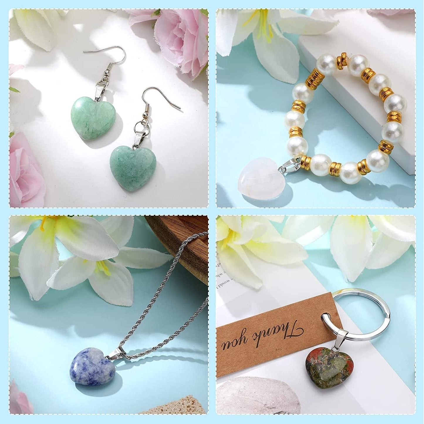 100 Pcs Natural Crystal Charms Bulk Assorted Stone Pendant Gemstone Pendants Charms Crystal Pocket Carved Quartz Chakra Reiki Beads Decor for Jewelry Making DIY Necklace Bracelet