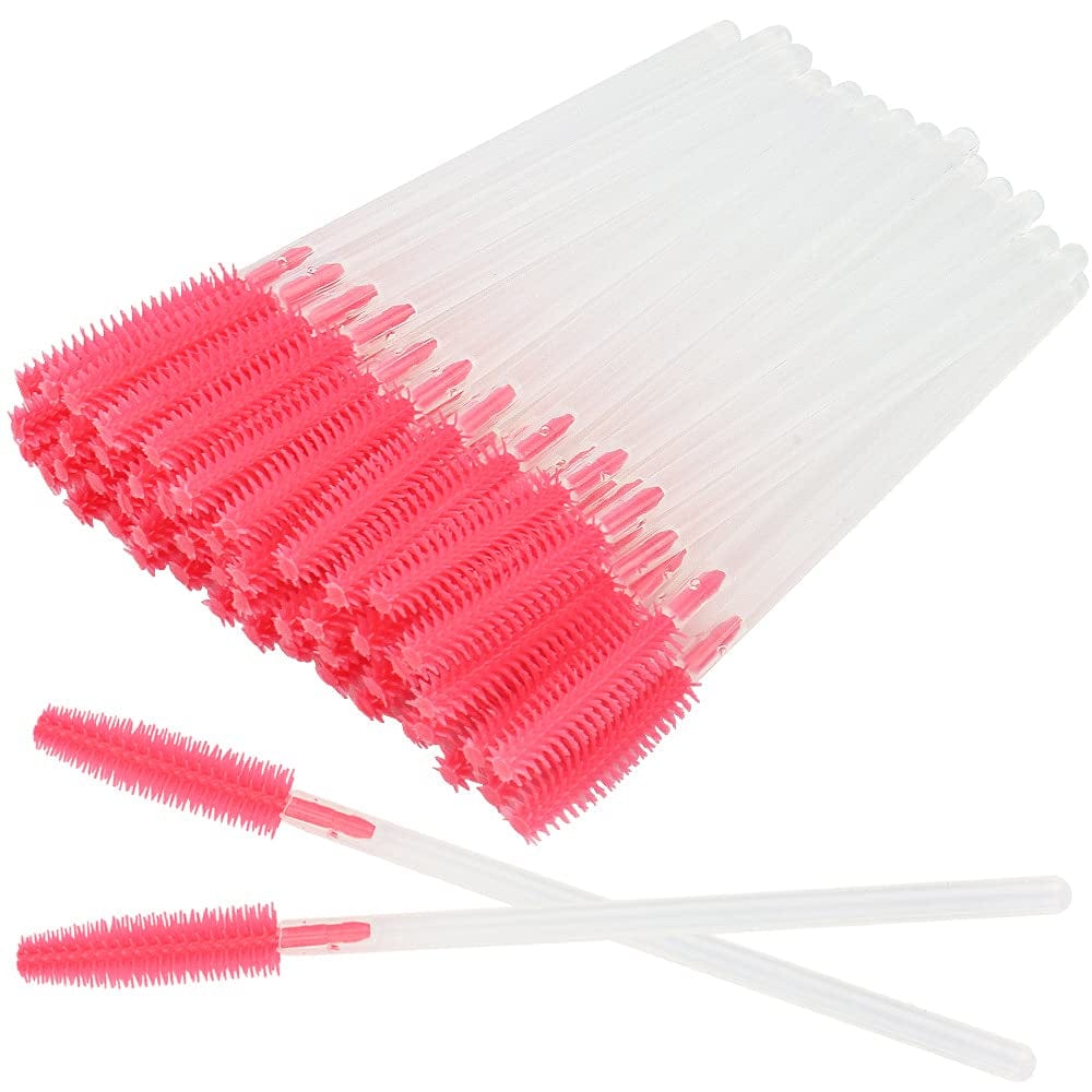 100 Pcs Silicone Mascara Wands Disposable Eyelash Brushes for Extensions Lash Applicators Makeup Tool Kit (Crystal Blue/ Mint Green) Health & Beauty > Personal Care > Cosmetics > Cosmetic Tools > Makeup Tools Mekupeu Clear Handle/Deep Pink Brush Head  