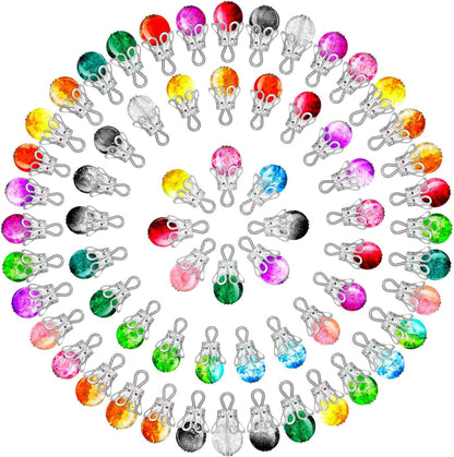 100 Pieces Assorted Colors Crystal Dangle Charms Pendants Crackle Glass Drop Beads Handmade Dangle Bead Charms with Silver Bead Cap for Jewelry Making Necklace Earring Accessory