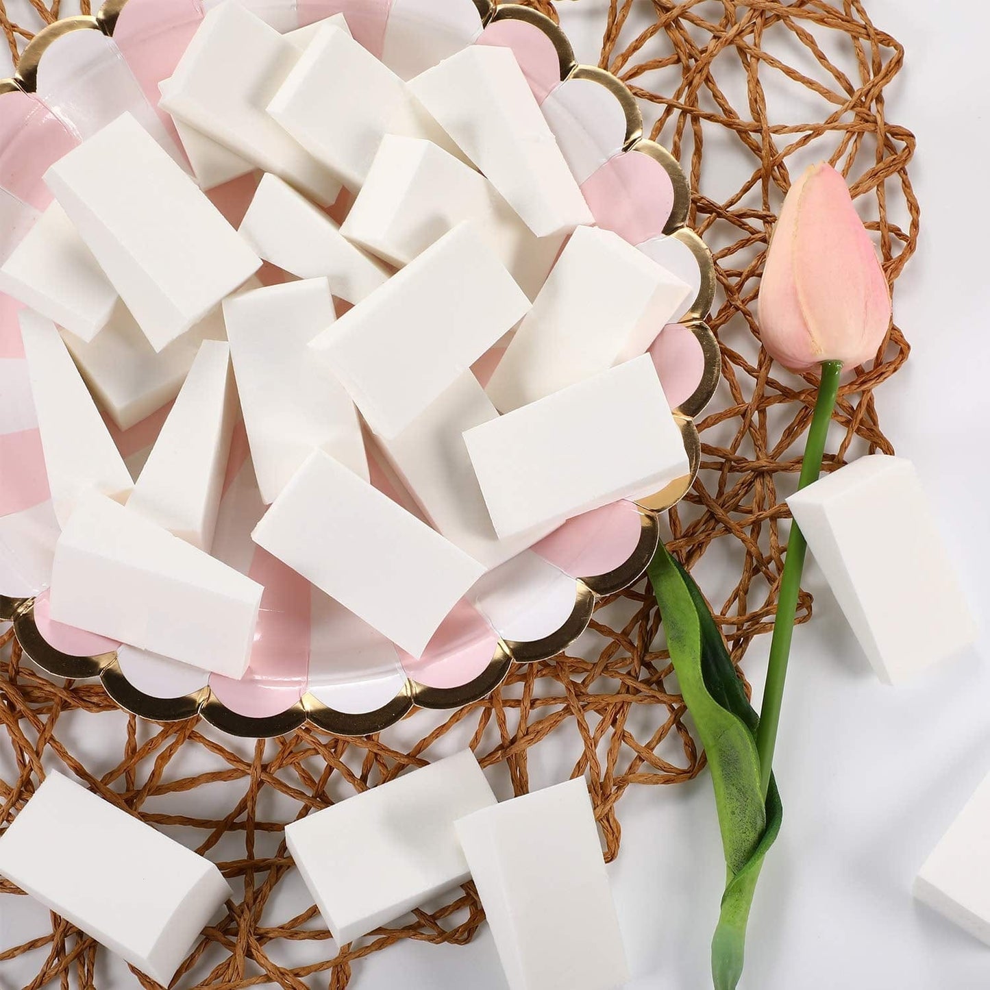 100 Pieces Cosmetic Sponges Latex Makeup Foam Wedges Foundation Beauty Tools (White) Health & Beauty > Personal Care > Cosmetics > Cosmetic Tools > Makeup Tools TecUnite   