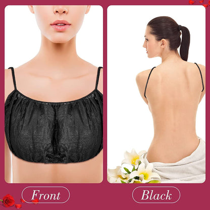 100 Pieces Disposable Bras Disposable Brassieres Non-Woven Bra Beauty Black Disposable Bra Brassieres for Sunless Spray Tan Spa Salon Top Garment Underwear