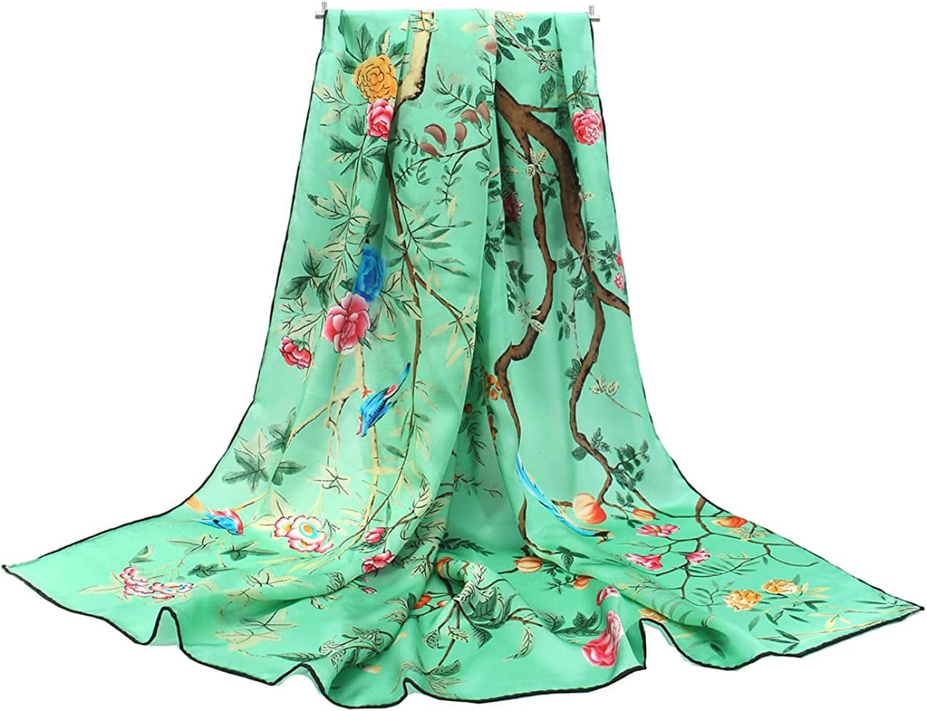100% Pure Mulberry Silk Scarf 43" Large Square Lightweight Headscarf& Shawl–Women Hair Wraps-With Gift Packed Apparel & Accessories > Clothing Accessories > Scarves & Shawls KYLIE MAX Light Green  