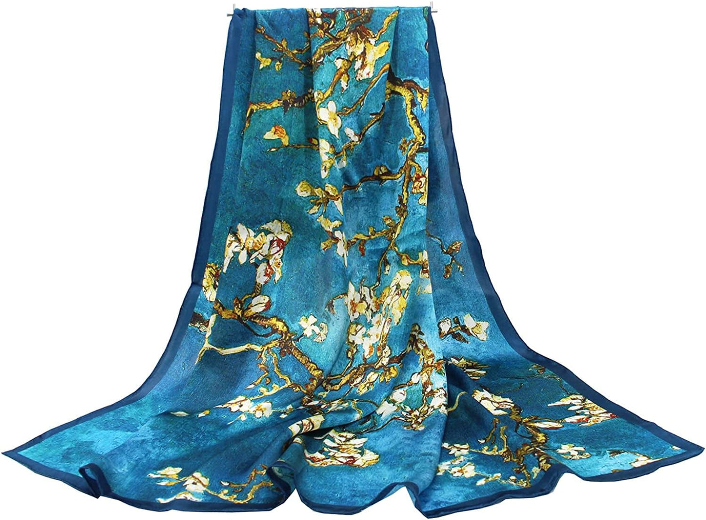 100% Pure Mulberry Silk Scarf 43" Large Square Lightweight Headscarf& Shawl–Women Hair Wraps-With Gift Packed Apparel & Accessories > Clothing Accessories > Scarves & Shawls KYLIE MAX Oil Painting-apricot  