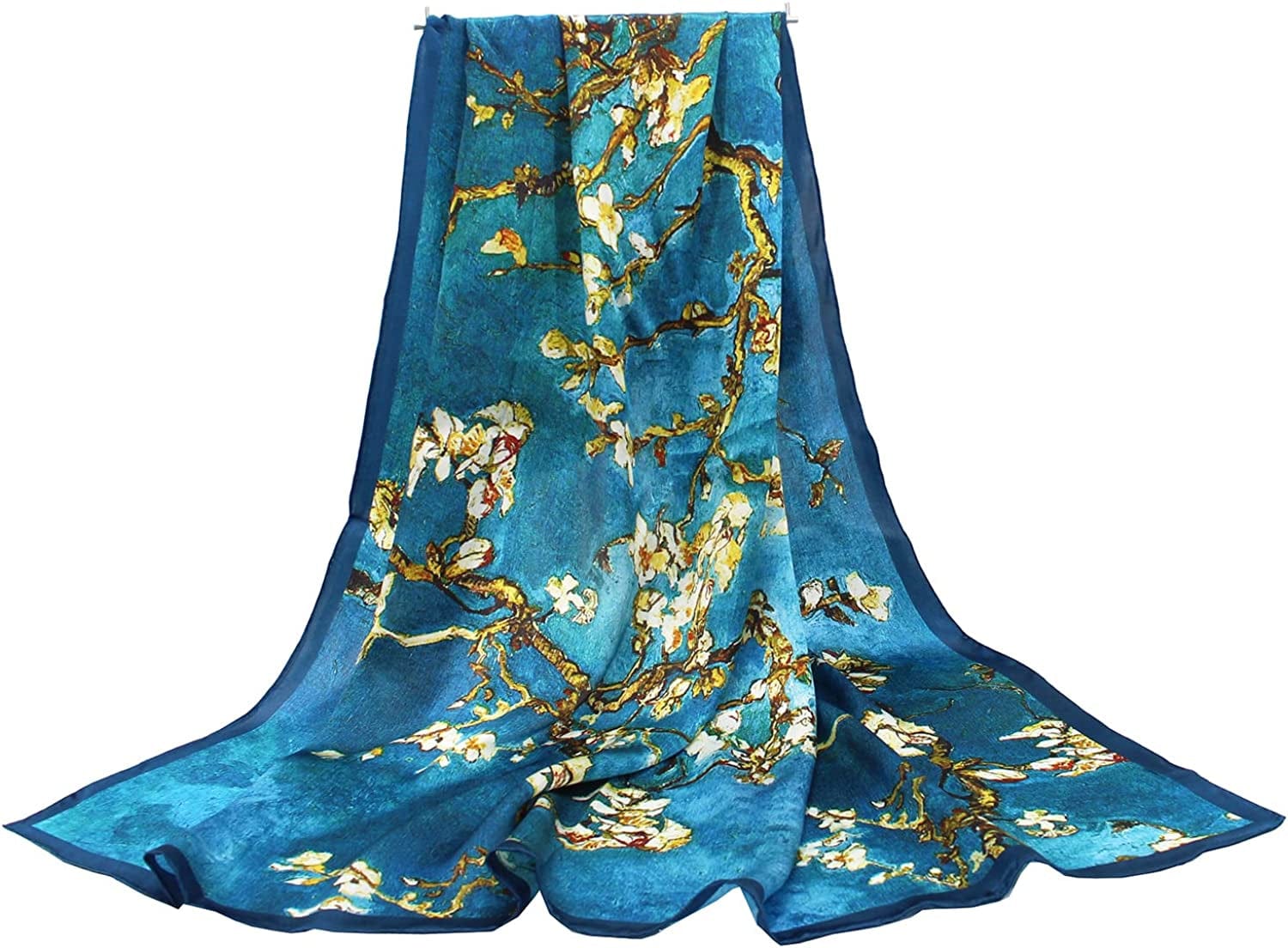 100% Pure Mulberry Silk Scarf 43" Large Square Lightweight Headscarf& Shawl–Women Hair Wraps-With Gift Packed Apparel & Accessories > Clothing Accessories > Scarves & Shawls KYLIE MAX Oil Painting-apricot  