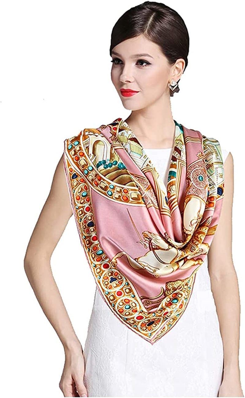 100% Pure Mulberry Silk Scarf 43" Large Square Lightweight Headscarf& Shawl–Women Hair Wraps-With Gift Packed Apparel & Accessories > Clothing Accessories > Scarves & Shawls KYLIE MAX Pink  