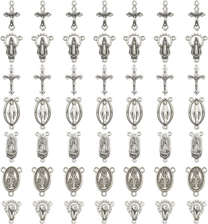100G (66Pcs) Craft Supplies Antique Silver Wings Angel Fairy Charms Pendants Jewelry Findings for DIY Necklace Bracelet Making Accessory SM151 Cross