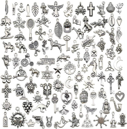 100G(80Pcs) Wholesale Bulk Lots Antique Silver Animals Cat Dog Pet Charms Pendants for Jewelry Making Crafting Findings Accessory for DIY Necklace Bracelet Earrings SM293 100Pieces